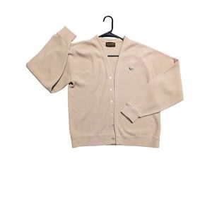 Vintage Challenger Granpa Cardigan Beige‎ Sweater Orlon Mens Size Large 42-44